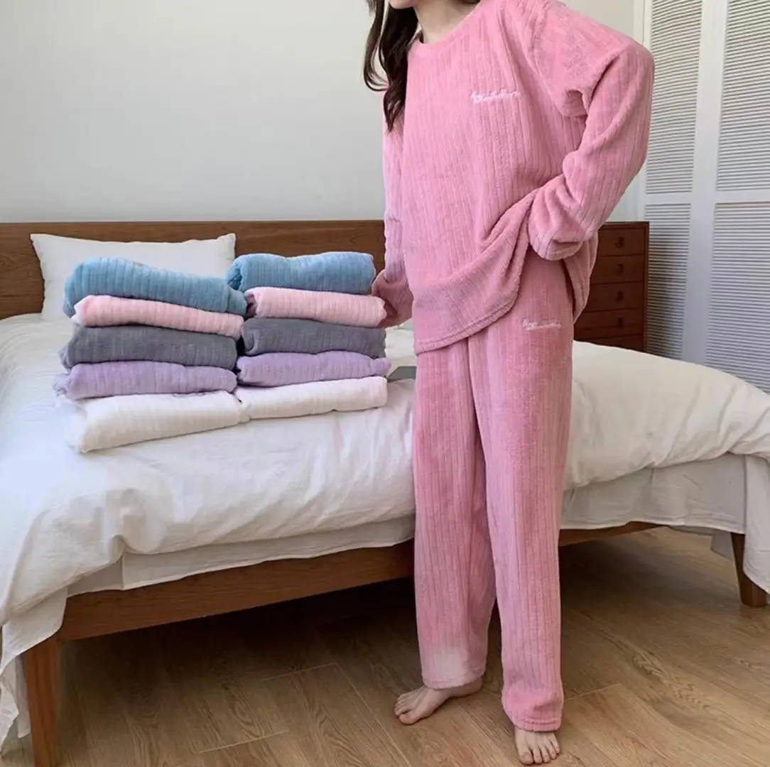 Women's Pink Fleece Pajamas 2025 Winter Lounge Wear - Image 8
