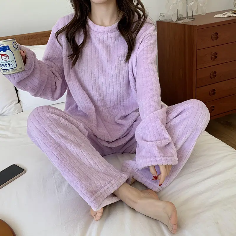 Women's Pink Fleece Pajamas 2025 Winter Lounge Wear - Image 9