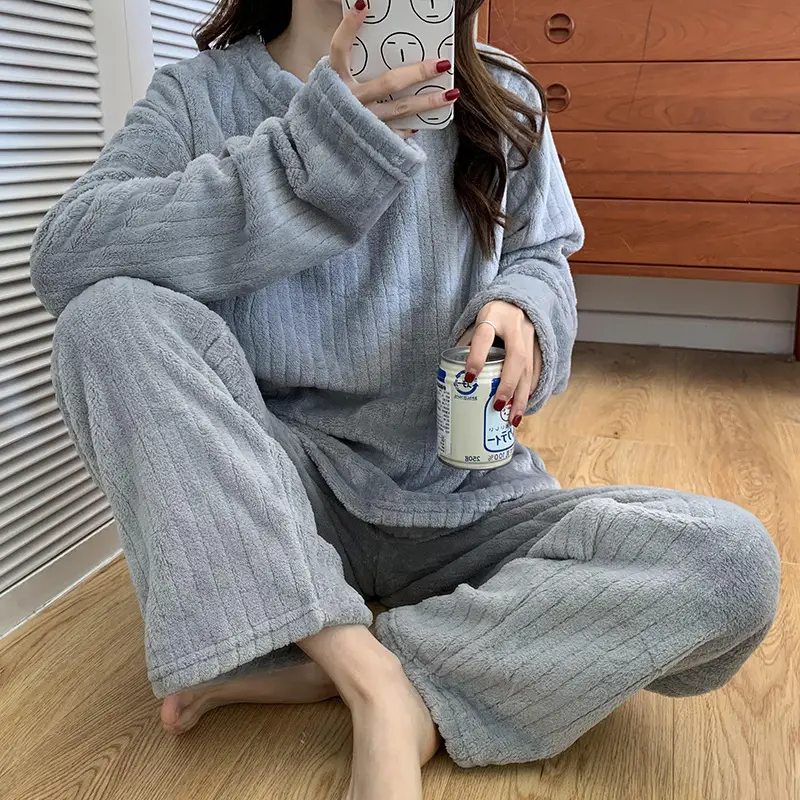 Women's Pink Fleece Pajamas 2025 Winter Lounge Wear - Image 5