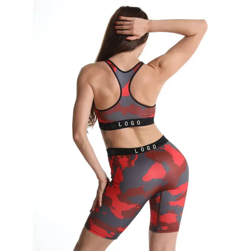 Women's Printed Shockproof Sports Bra Underwear Set
