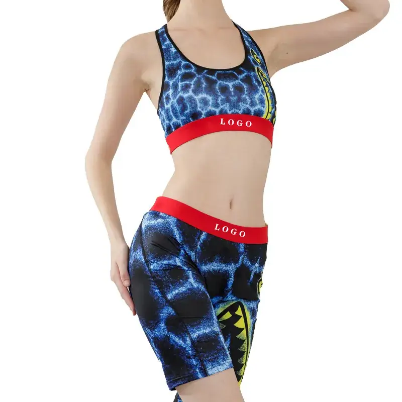 Women's Printed Shockproof Sports Bra Underwear Set