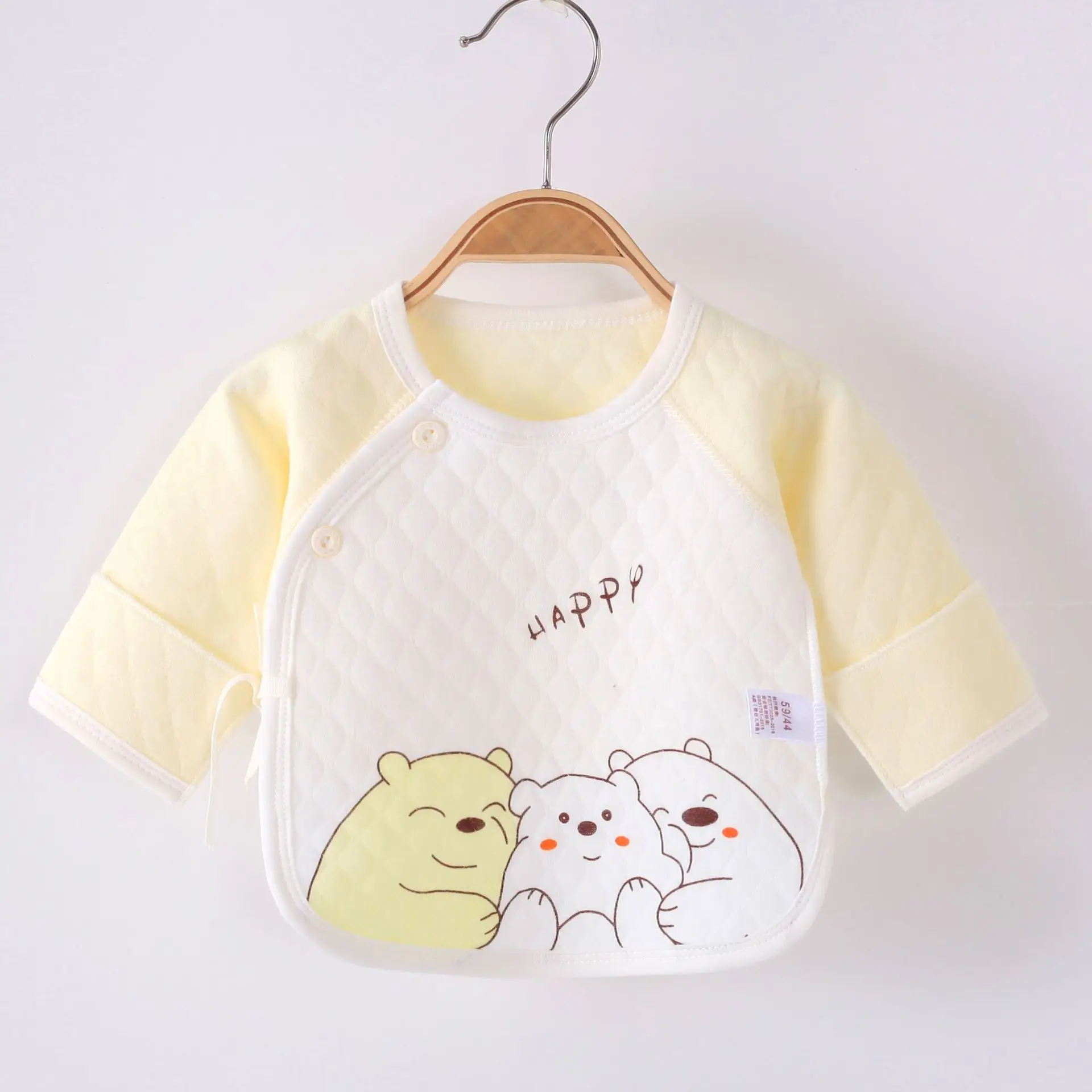 Newborn Baby T-Shirt Yellow White Car Print 0-3M - Image 3