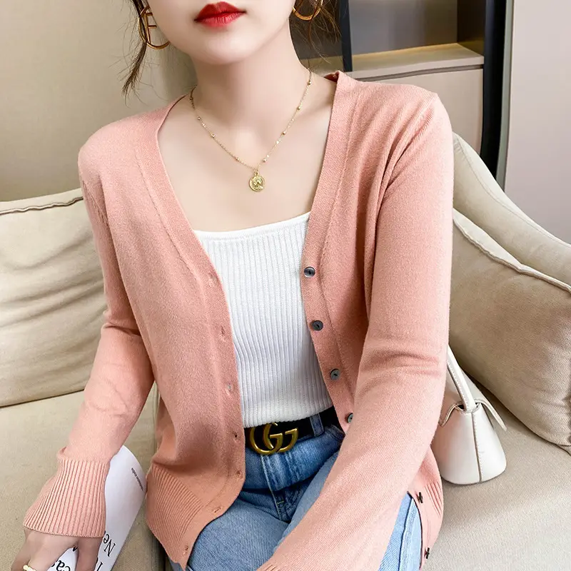 Women's Knitted V-Neck Cardigan Autumn Winter Wear - Image 14