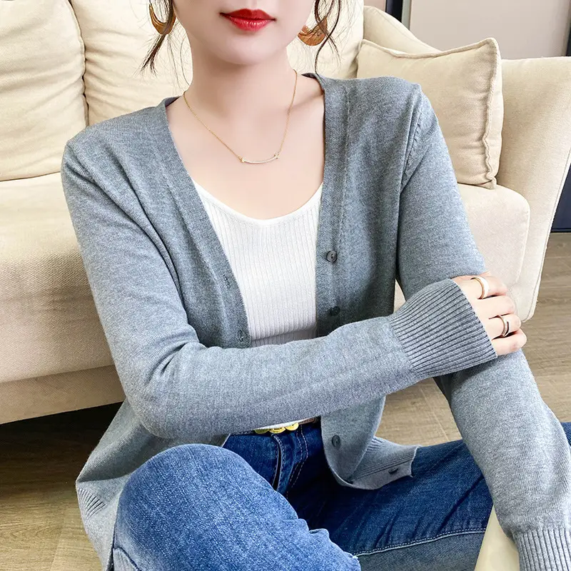 Women's Knitted V-Neck Cardigan Autumn Winter Wear - Image 16