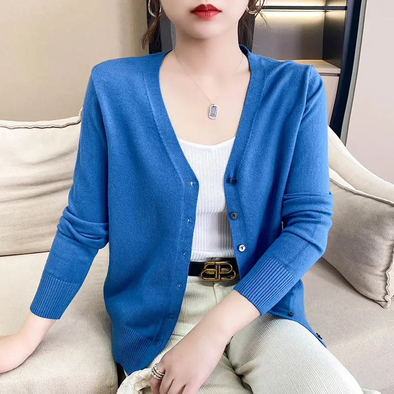 Women's Knitted V-Neck Cardigan Autumn Winter Wear - Image 10