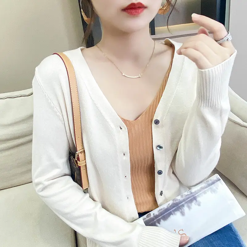 Women's Knitted V-Neck Cardigan Autumn Winter Wear - Image 11