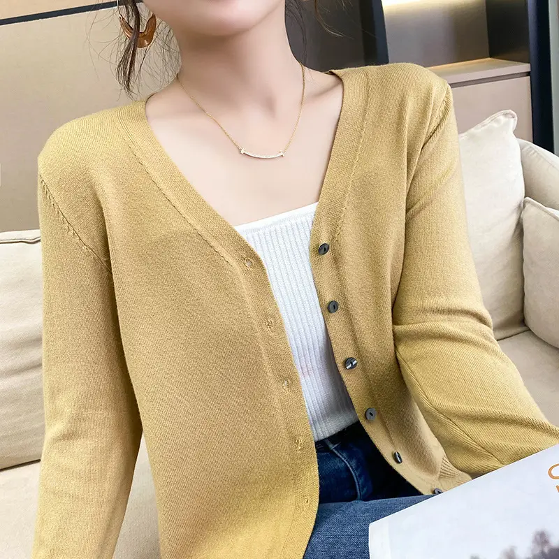 Women's Knitted V-Neck Cardigan Autumn Winter Wear - Image 6