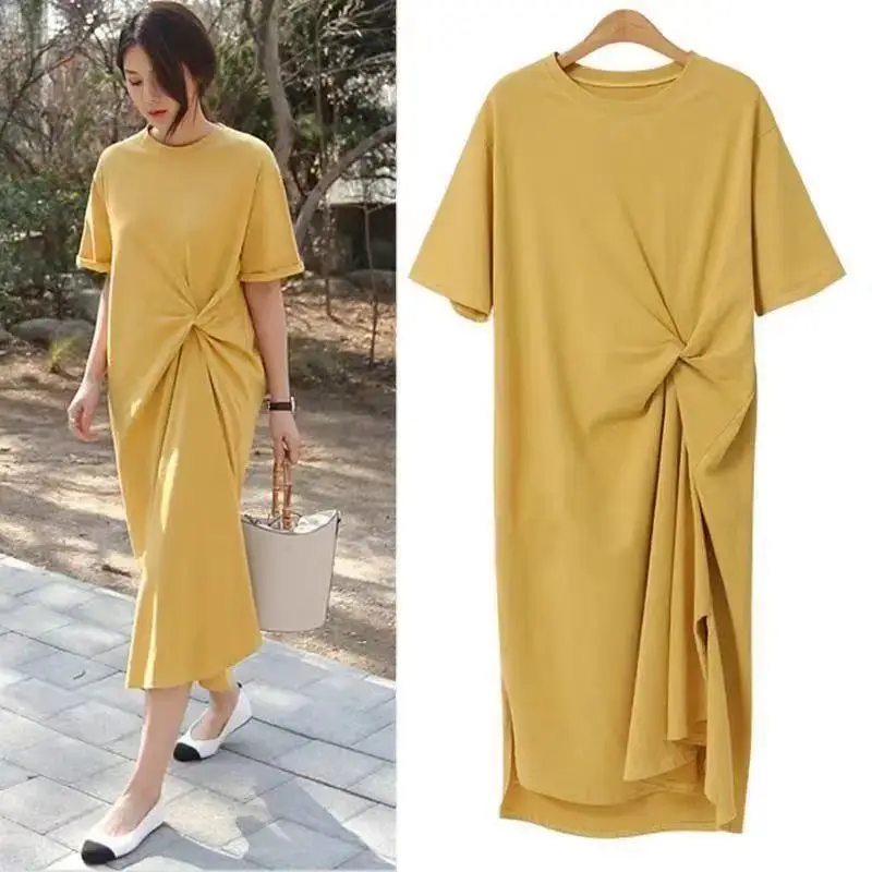 Korean Style Slim Fit Long T-Shirt Dress Large Summer — feature 2