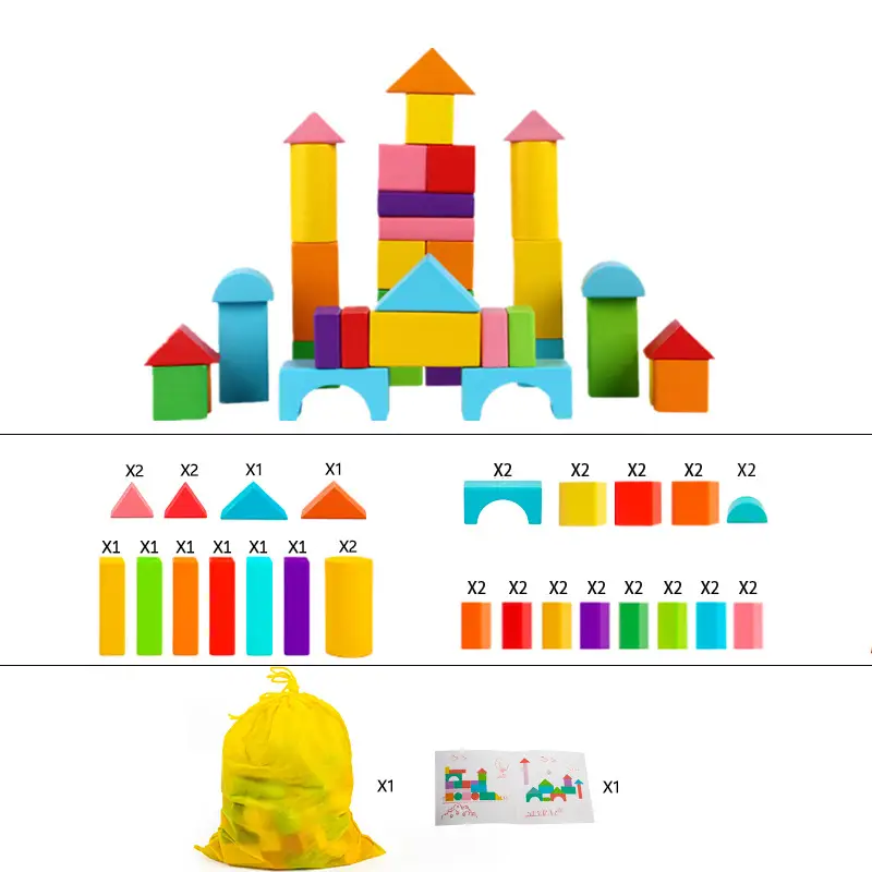 Kids Wooden Building Blocks 40PCS Assembly Toys