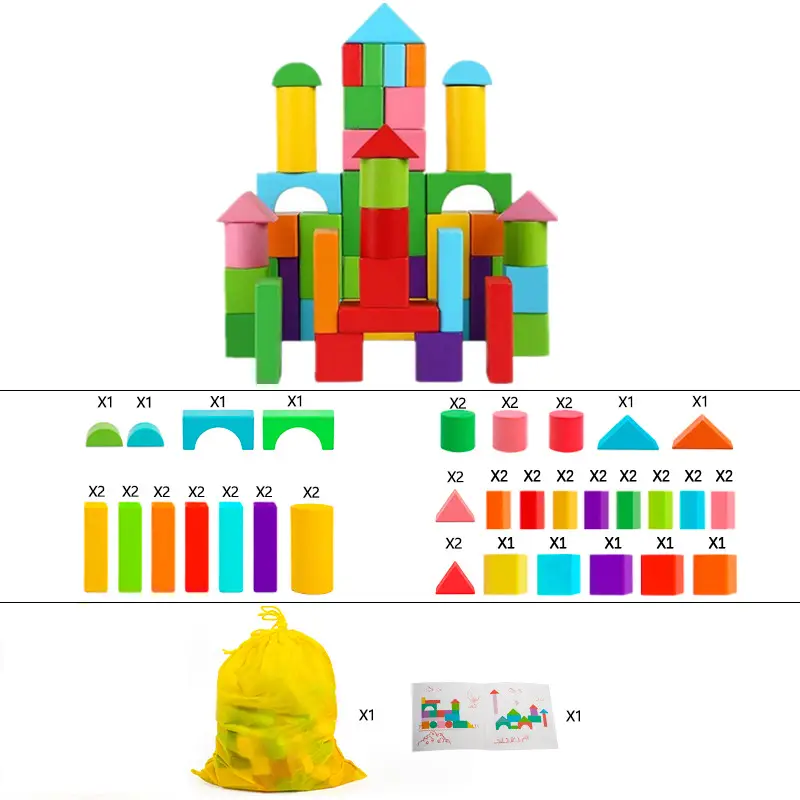Kids Wooden Building Blocks 40PCS Assembly Toys