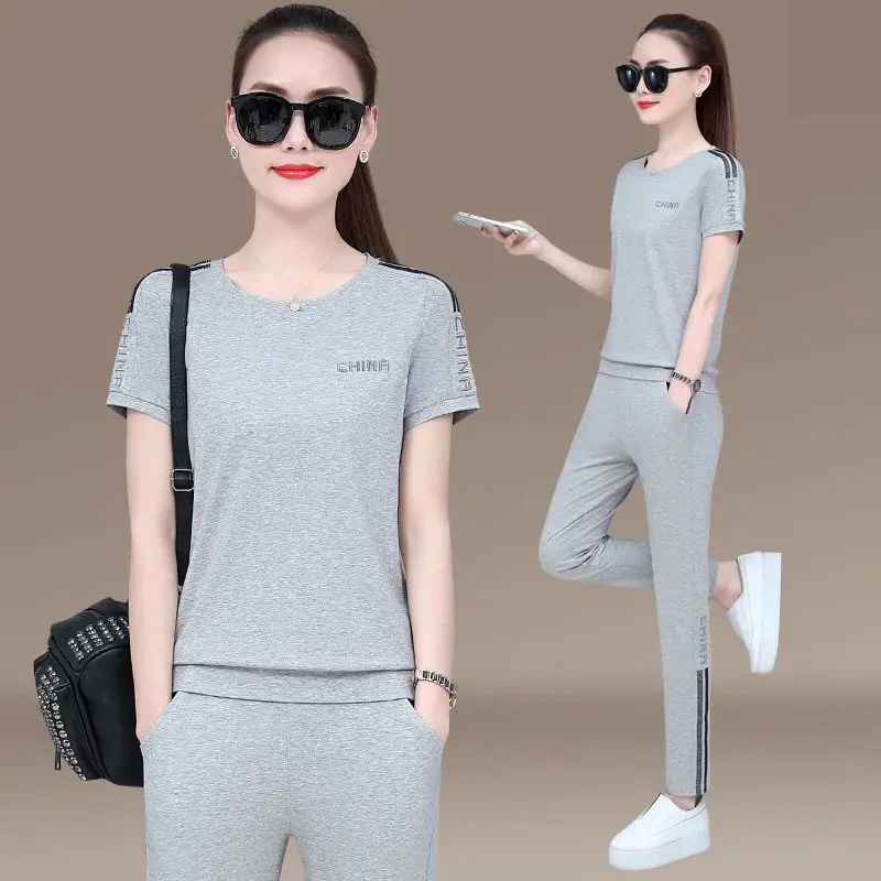 Women Red Casual Sports Suit Summer Two-Piece Loose Fit - Image 7