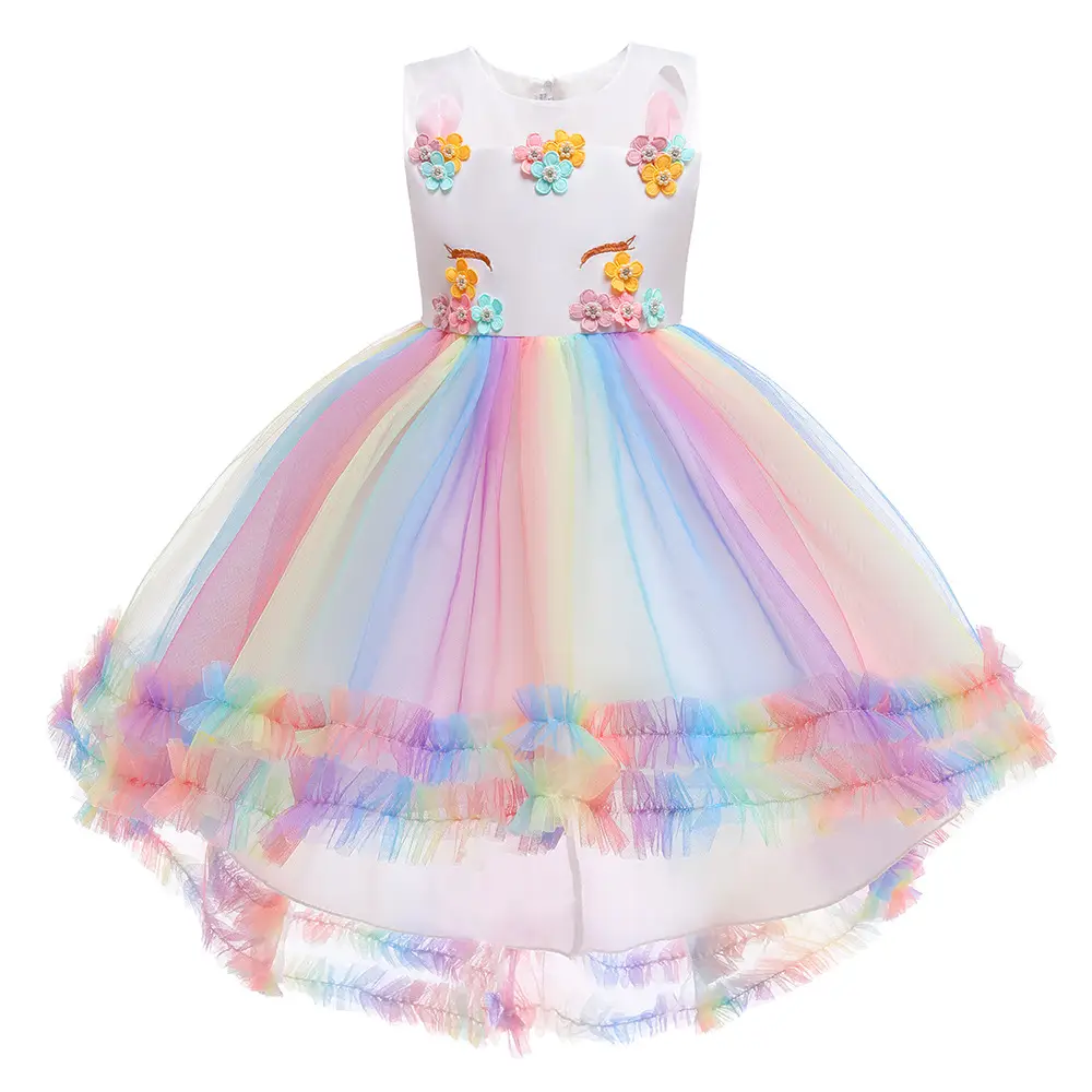 2025 Unicorn Princess Dress for Girls Colorful Tail Skirt - Image 4