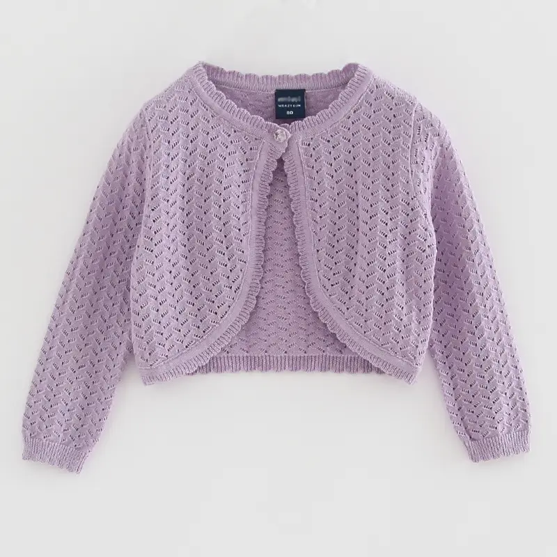 Girls Pink Knitted Summer Jacket for Baby - Image 3