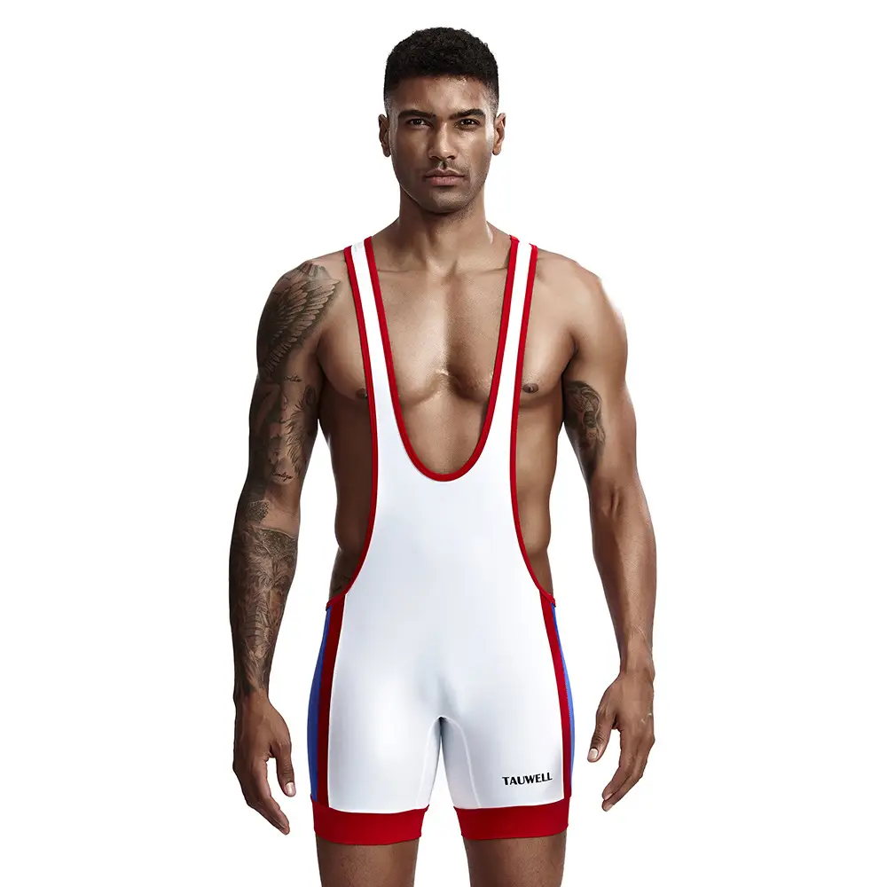 Men's Red White Wrestling Sports Vests