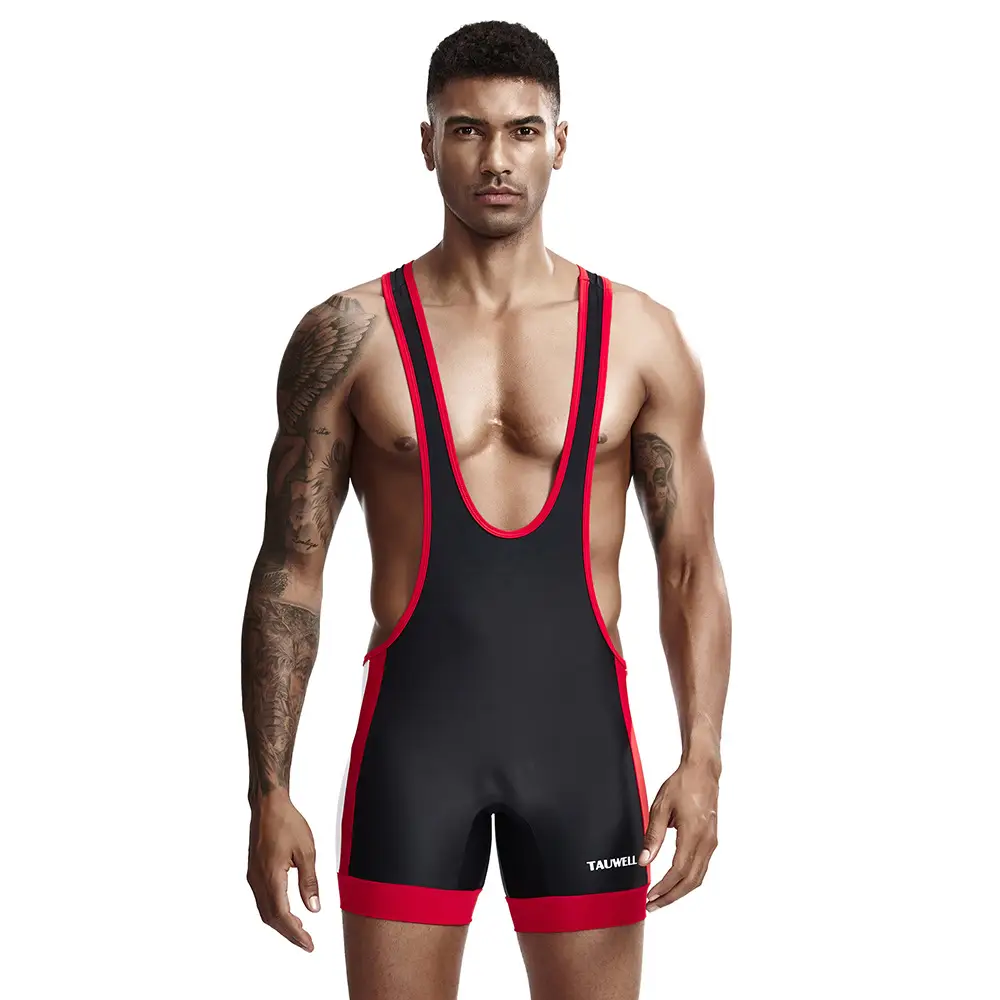 Men's Red White Wrestling Sports Vests