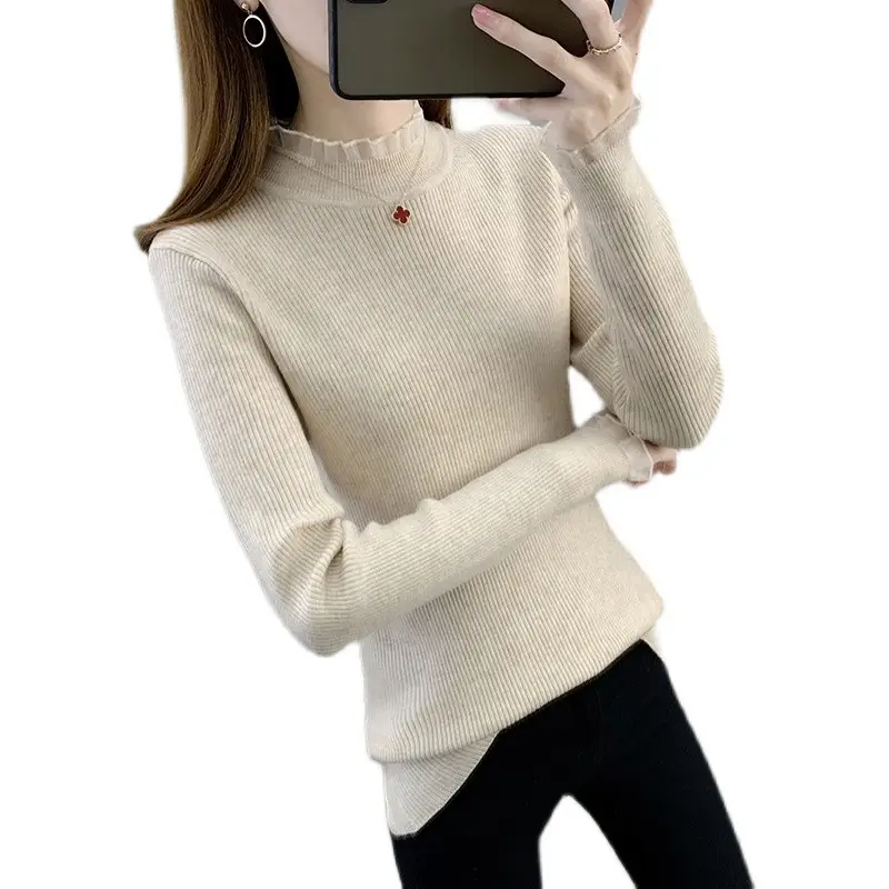Women Lace Spliced Half Turtleneck Sweater 2025 - Image 7