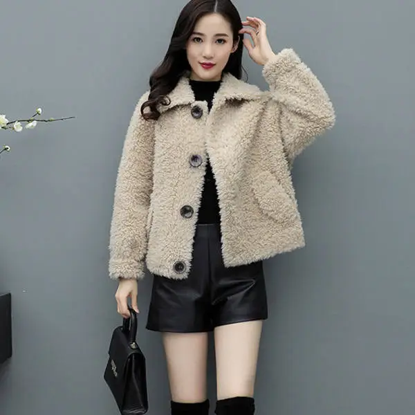 2023 Women's New Cashmere Coat Green Korean Style Loose - Image 3