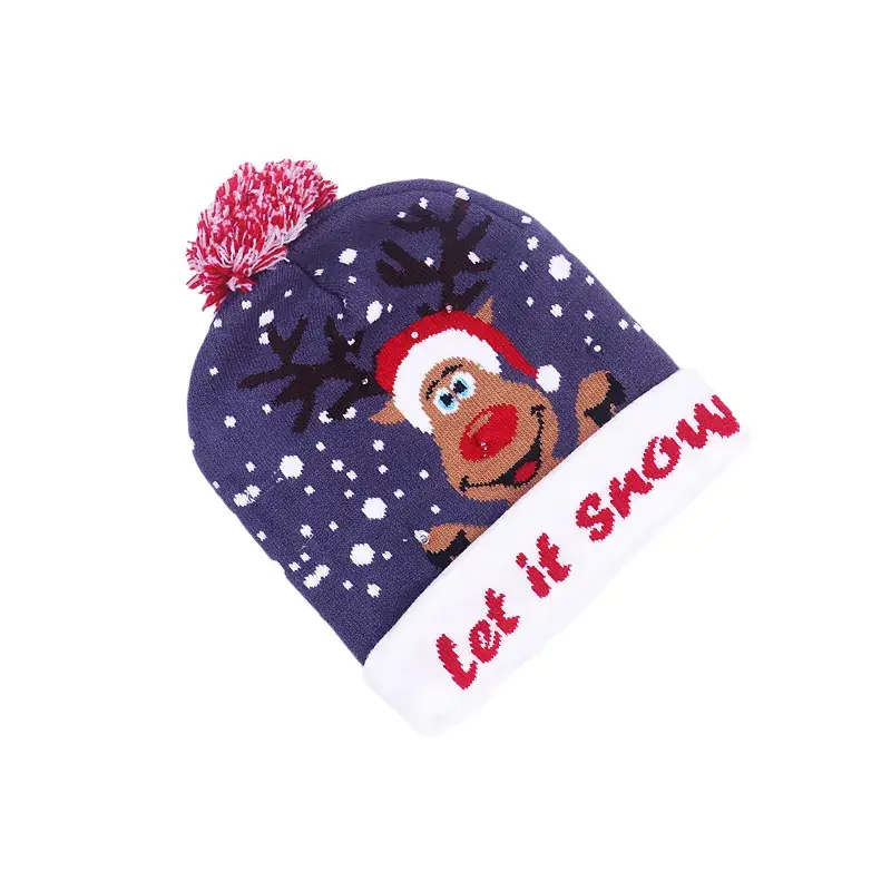 New Christmas Knitted Hats with Light Adult Children Colorful Luminous Design
