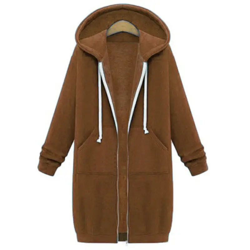 Women's Grey Hooded Long Sleeve Sweater Coat - Image 7