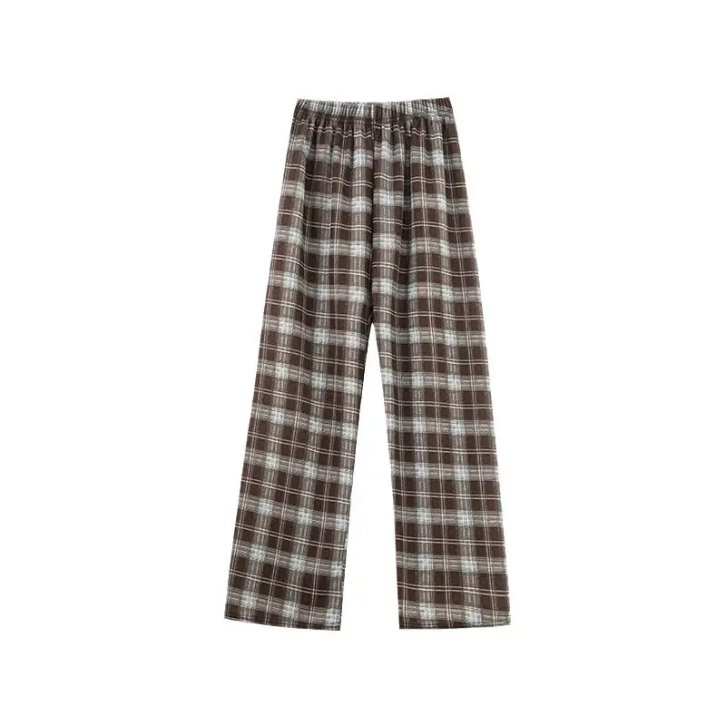 Women Plaid Thick Velvet Pants Winter Warm High Waist