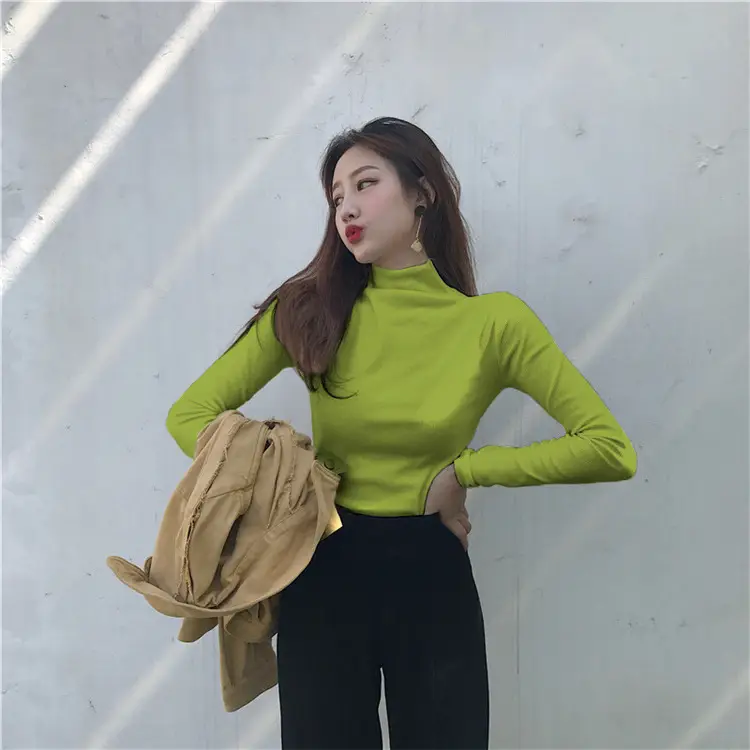 Women Long Sleeve Turtleneck Top Brown Winter Wear - Image 7