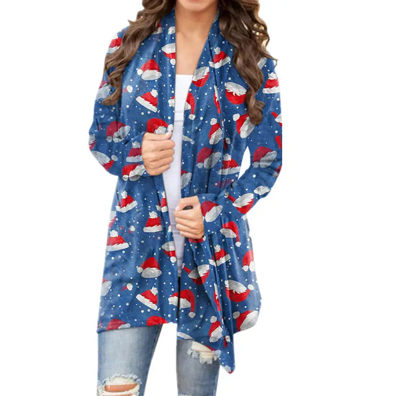 Women's Red Ho Christmas Cardigan Long Sleeve Winter Coat