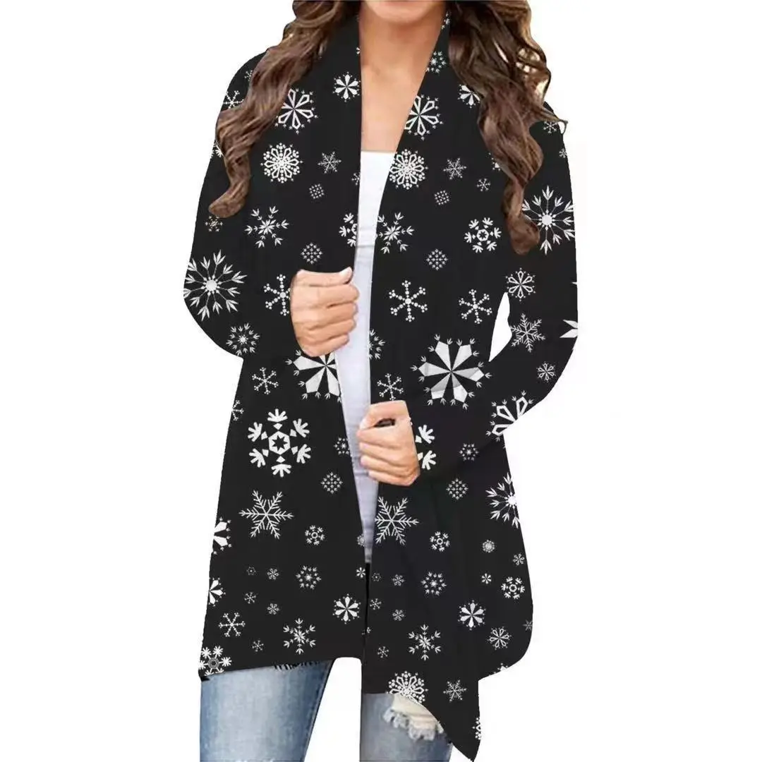 Women's Red Ho Christmas Cardigan Long Sleeve Winter Coat