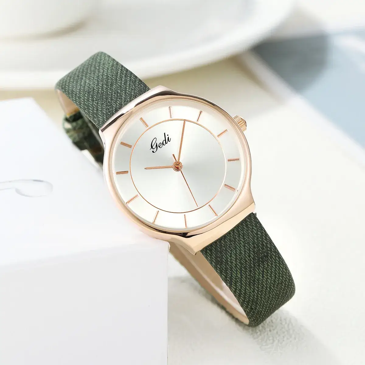 Goldie Women's Green Belt Quartz Watch - Image 6