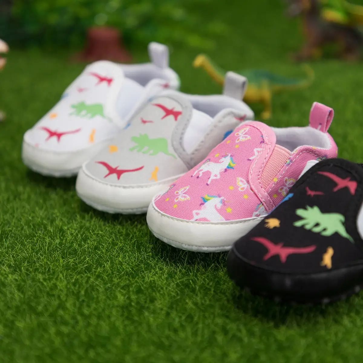 Toddler Baby Shoes Soft Sole Lazy Sole Pink Dinosaur Print