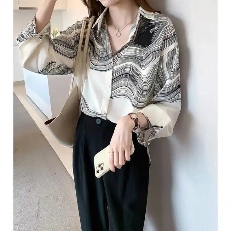 Women's Striped Loose Slimming Shirt Autumn 2021