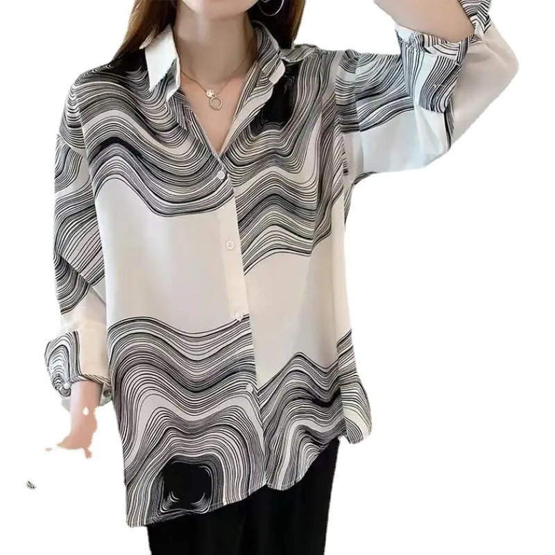 Women's Striped Loose Slimming Shirt Autumn 2021