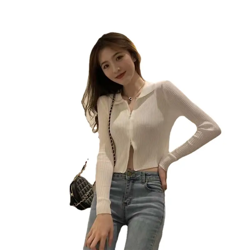 Women's Winter Knitted Cardigan with Double Zipper - Image 10