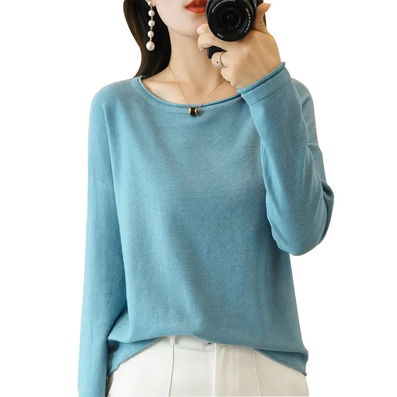 Women's Purple Cotton Knit Roll-Up Sweater Large - Image 12