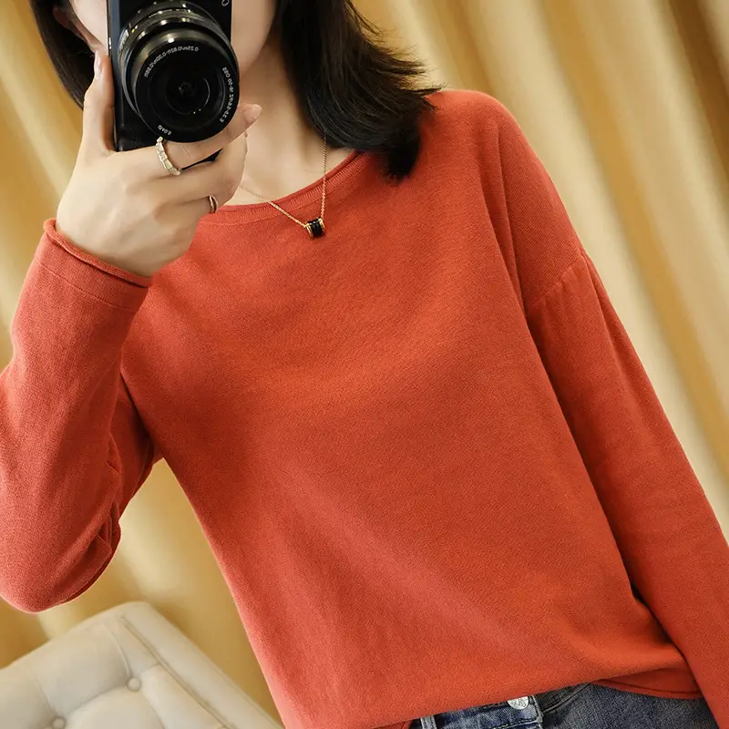Women's Purple Cotton Knit Roll-Up Sweater Large - Image 6