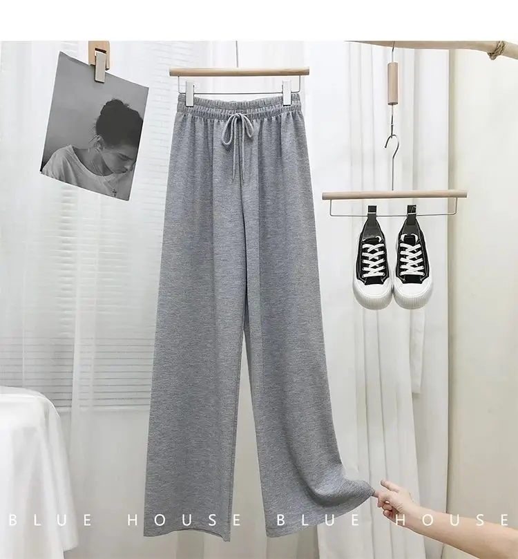 Women Black Waffle Elastic Waist Wide Leg Pants — feature 13