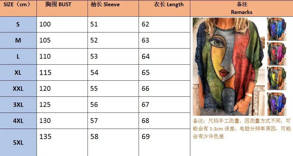 2022 Women's Face Print Long Sleeve T-Shirt Blue Purple Grey — feature 2