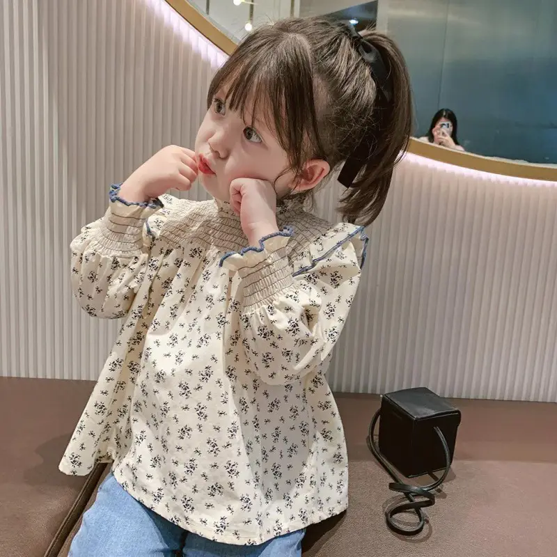 Girls Lace Collar Shirt 2024 Spring Fall Floral Baby - Image 3