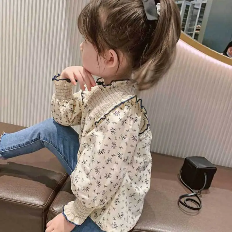 Girls Lace Collar Shirt 2024 Spring Fall Floral Baby - Image 5