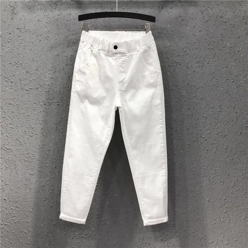 Cotton White Women's Ankle Pants Spring Autumn Korean Style
