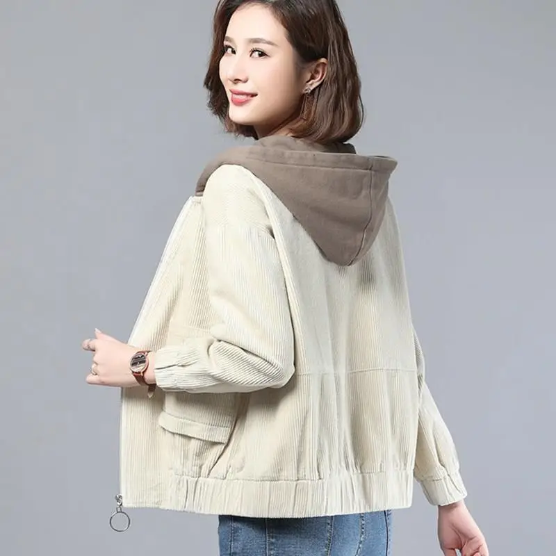 Women's Brown Hooded Long Sleeve Jacket Cardigan Loose Autumn Winter - Image 7