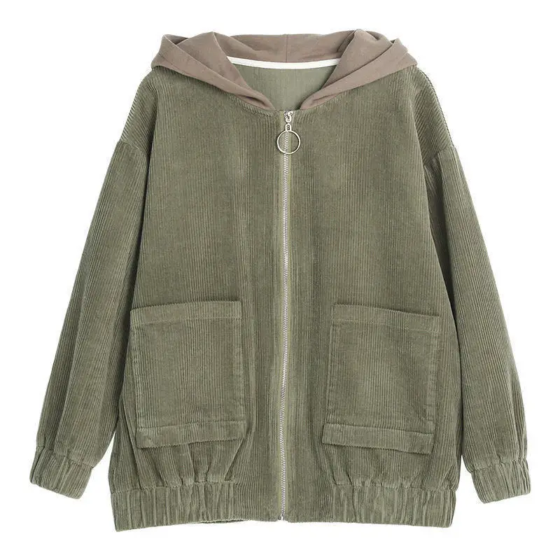 Women's Brown Hooded Long Sleeve Jacket Cardigan Loose Autumn Winter - Image 8