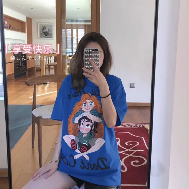 Kumayes Women's Gray Cartoon Print T-Shirt — feature 12