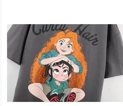 Kumayes Women's Gray Cartoon Print T-Shirt — feature 23