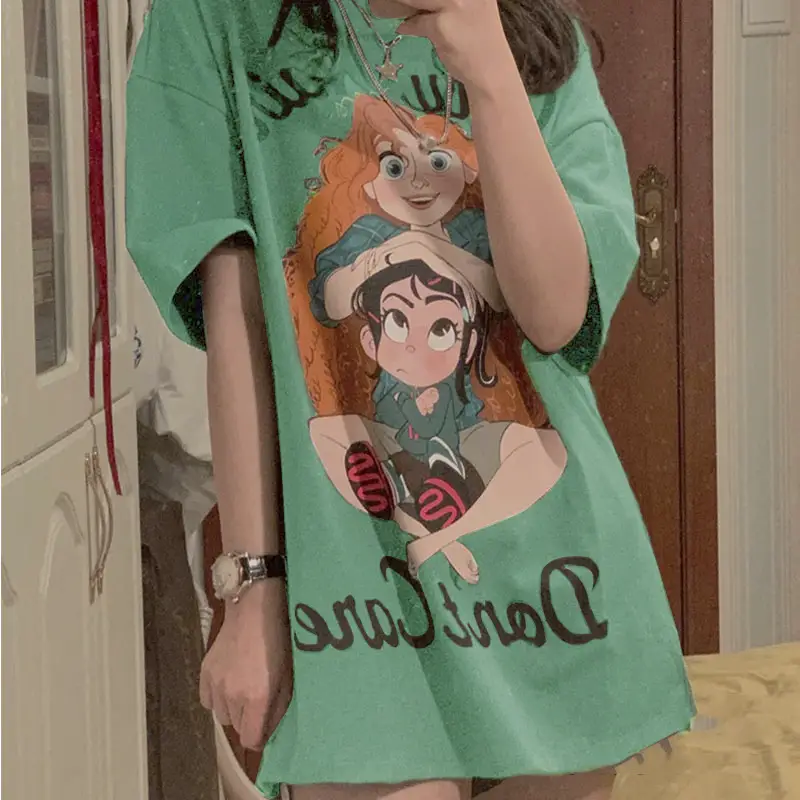 Kumayes Women's Gray Cartoon Print T-Shirt — feature 5