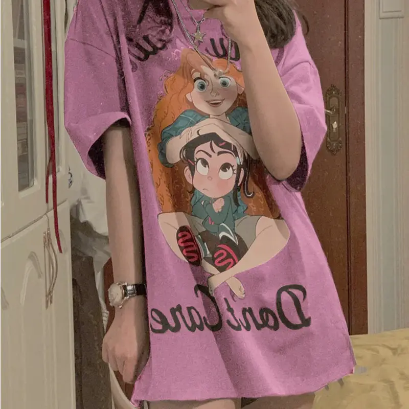 Kumayes Women's Gray Cartoon Print T-Shirt — feature 7