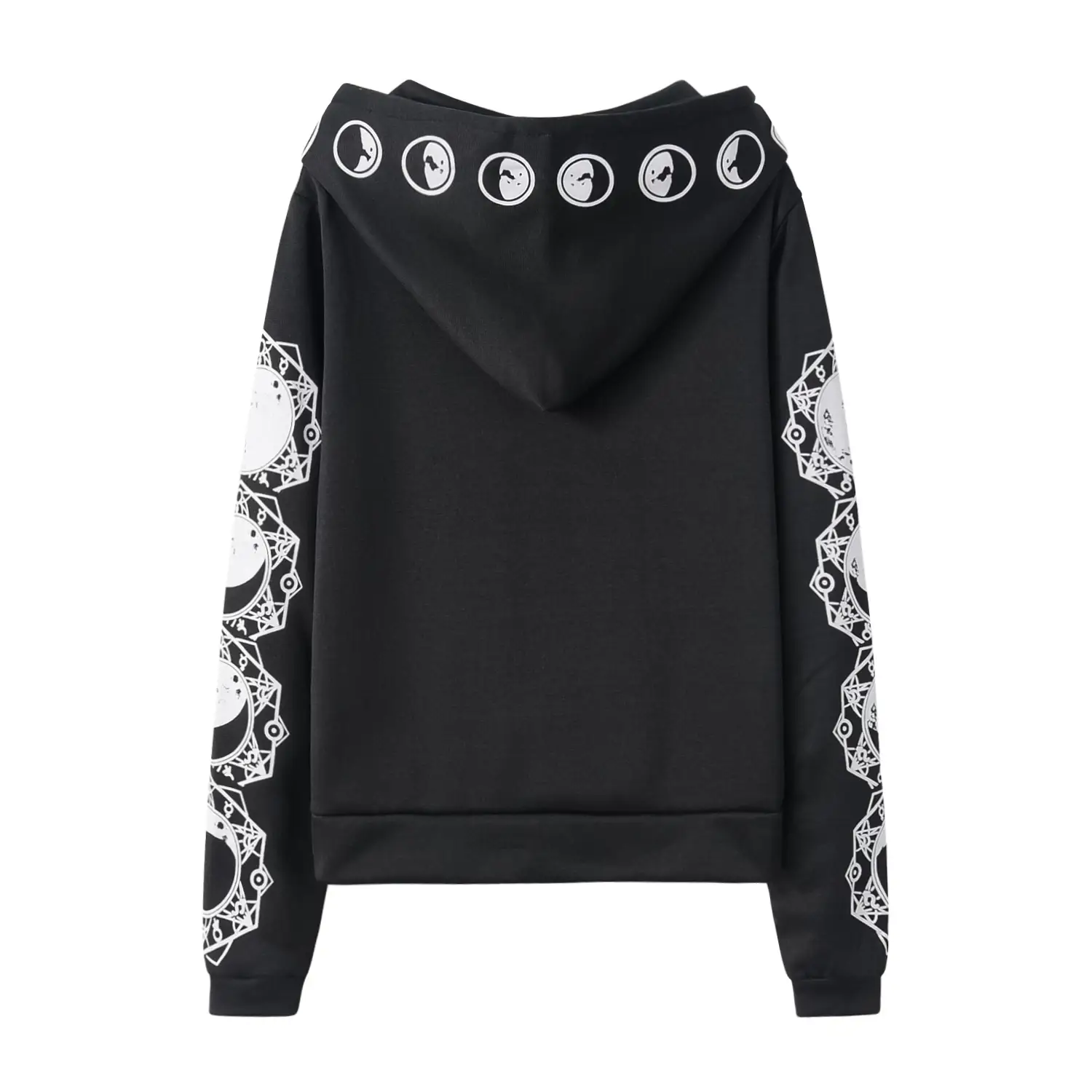 Black Punk Hooded Long Sleeve Sweater with Embroidered Sleeves — feature 9