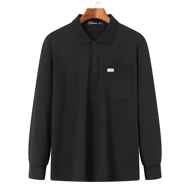 Men Long Sleeve Polo T-Shirt Spring Autumn New - Image 2