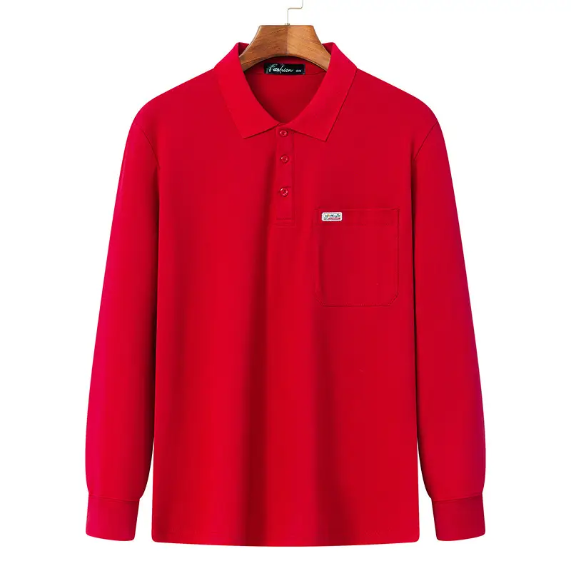 Men Long Sleeve Polo T-Shirt Spring Autumn New - Image 3