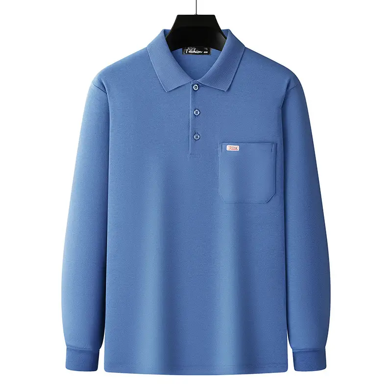 Men Long Sleeve Polo T-Shirt Spring Autumn New - Image 6