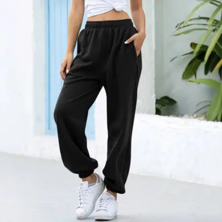 Elastic High Waist Wide Leg Pants White Large - Image 7